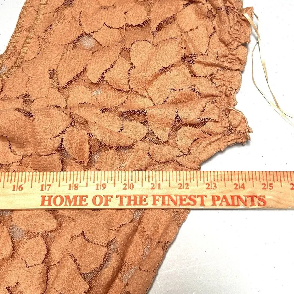 Free People Intimately Meet Me At Noon Lace Bodysuit Peach Puff‎ Sleeve M
